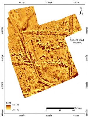 Figure 3. Results from Sensys MX V3 Multi-sensor gradiometer survey from the site of Elis.